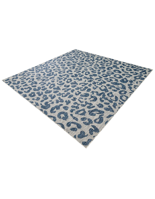 Blue 7' 10 x 7' 10 Outdoor Safari Square Area Rug Weather Resistant for Patio, Deck, Terrace, Balcony, Porch Animal Print Wildlife Nature Carpet for Sale at Rug Engine