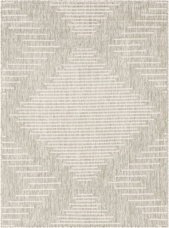 Gray 5' 3 x 7' 1 Outdoor Modern Rectangle Area Rug Weather Resistant for Patio, Deck, Terrace, Balcony, Porch 100% Polypropylene Modern Outside Carpet for Sale at Rug Engine