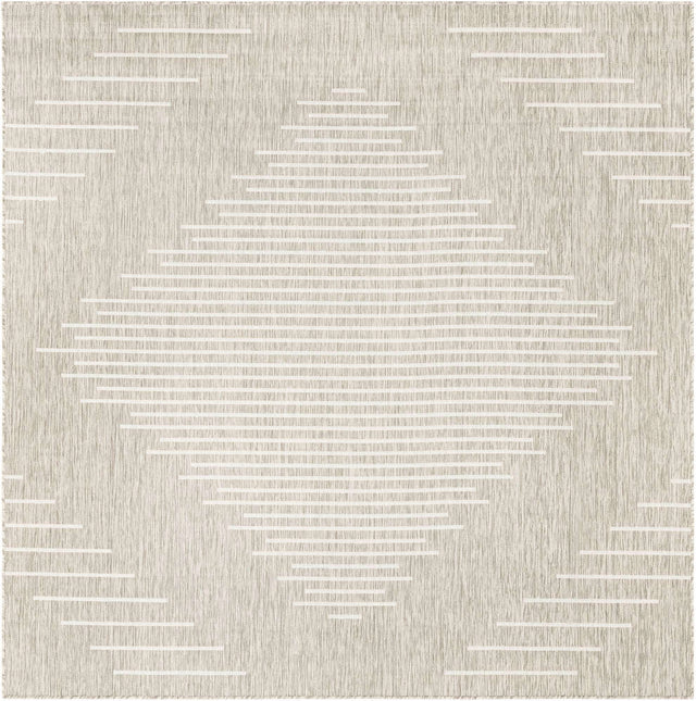 Gray 7' 10 x 7' 10 Outdoor Modern Square Area Rug Weather Resistant for Patio, Deck, Terrace, Balcony, Porch 100% Polypropylene Modern Outside Carpet for Sale at Rug Engine