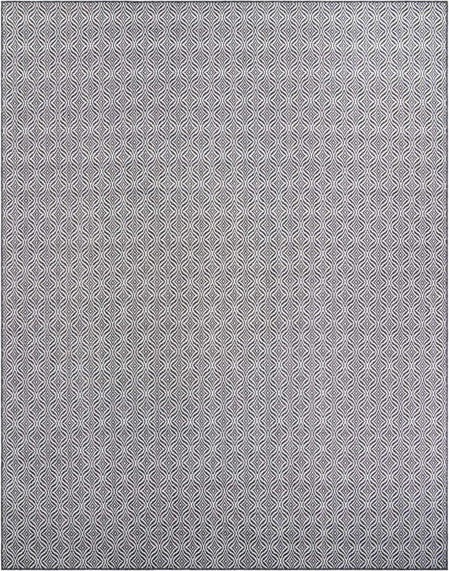 Charcoal 10' x 13' 1 Outdoor Trellis Rectangle Area Rug Weather Resistant for Patio, Deck, Terrace, Balcony, Porch Geometric Design Water Safe Outside Carpet for Sale at Rug Engine