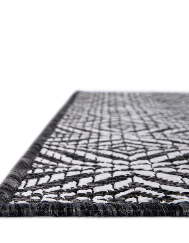 Charcoal 6' 1 x 6' 1 Outdoor Trellis Square Area Rug Weather Resistant for Patio, Deck, Terrace, Balcony, Porch Geometric Design Water Safe Outside Carpet for Sale at Rug Engine