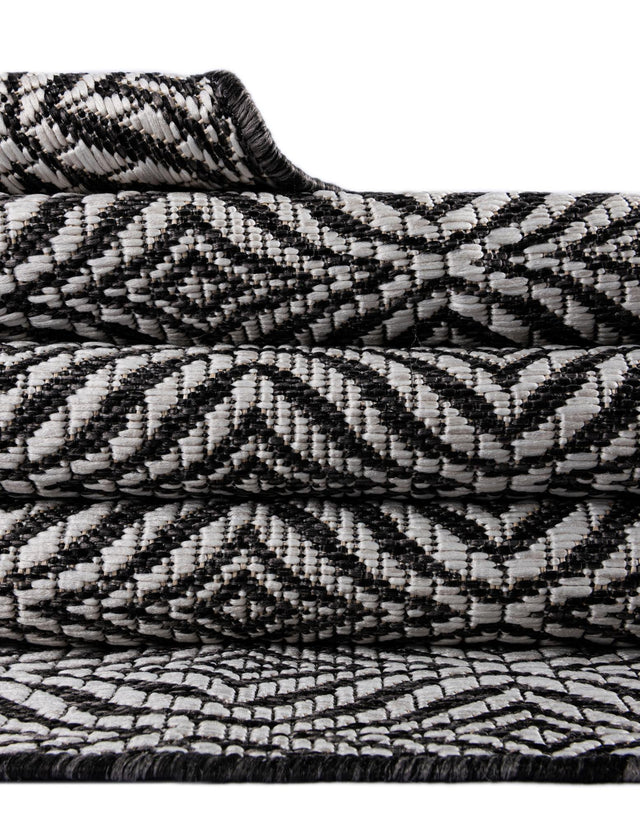 Charcoal 6' 1 x 6' 1 Outdoor Trellis Square Area Rug Weather Resistant for Patio, Deck, Terrace, Balcony, Porch Geometric Design Water Safe Outside Carpet for Sale at Rug Engine