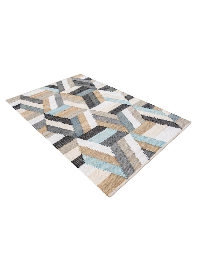 Blue 4' 1 x 6' 1 Chindi Cotton Rectangle Area Rug Interior Design Home Decor Carpet Mat for Sale at Rug Engine