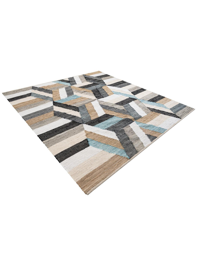 Blue 7' 10 x 7' 10 Chindi Cotton Square Area Rug Interior Design Home Decor Carpet Mat for Sale at Rug Engine