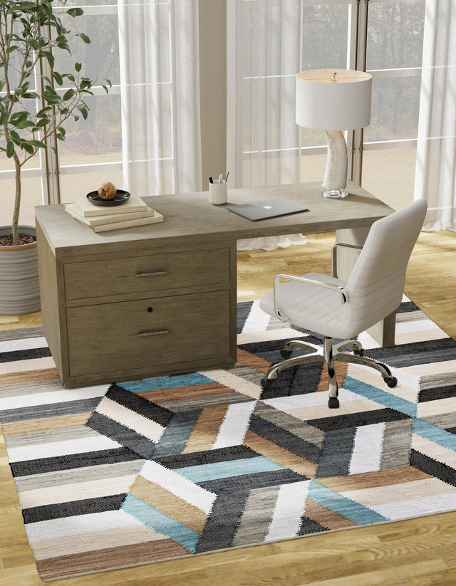 Blue 7' 10 x 7' 10 Chindi Cotton Square Area Rug Interior Design Home Decor Carpet Mat for Sale at Rug Engine