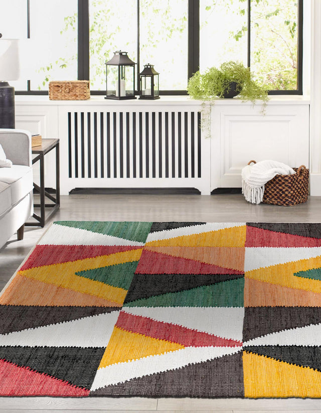 Multicolor 7' 10 x 10' Chindi Cotton Rectangle Area Rug Interior Design Home Decor Carpet Mat for Sale at Rug Engine