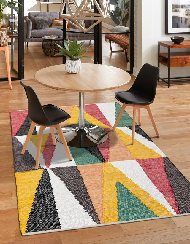 Multicolor 4' 1 x 6' 1 Chindi Cotton Rectangle Area Rug Interior Design Home Decor Carpet Mat for Sale at Rug Engine