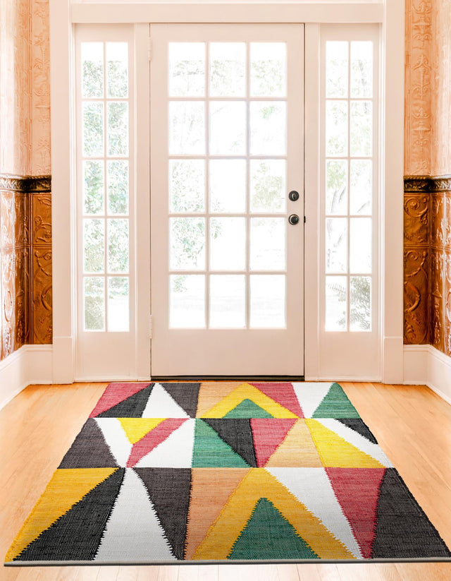Multicolor 4' 1 x 6' 1 Chindi Cotton Rectangle Area Rug Interior Design Home Decor Carpet Mat for Sale at Rug Engine
