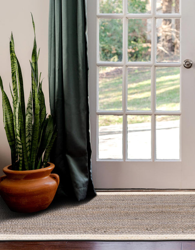 Gray and White 2' x 5' 1 Braided Jute Runner Area Rug 100% Jute Hand Braided Natural Eco-Friendly Boho Style Carpet for Living Rooms Dining Office Space Dorms for Sale at Rug Engine