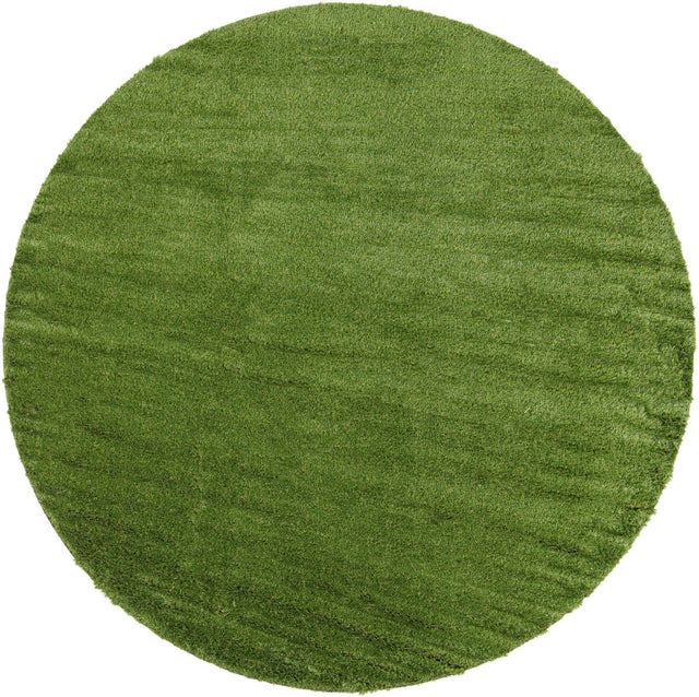 Green 10' x 10' Outdoor Grass Round Area Rug Thick Soft Touch Fluffy & Plush Shaggy Pile Weather Resistant for Patio, Deck, Terrace, Balcony, Porch