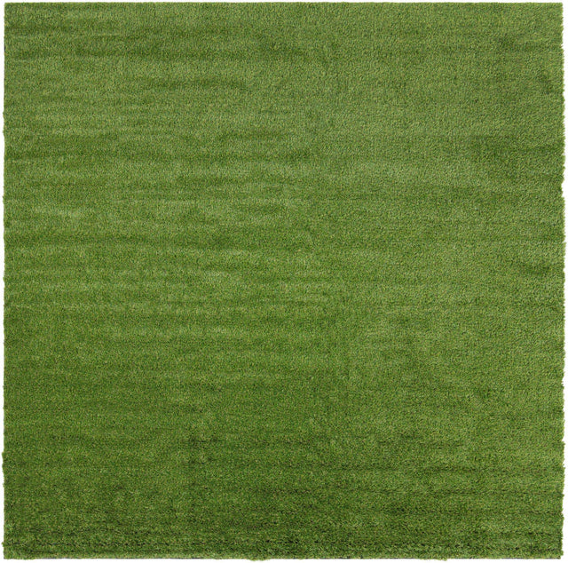 Green 10' x 10' Outdoor Grass Square Area Rug Thick Soft Touch Fluffy & Plush Shaggy Pile Weather Resistant for Patio, Deck, Terrace, Balcony, Porch