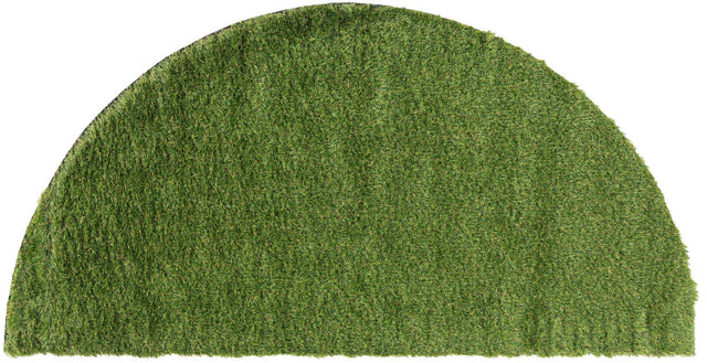 Green 3' 1 x 6' 1 Outdoor Grass Hearth Half-Round Semicircle Area Rug Thick Soft Touch Fluffy & Plush Shaggy Pile Weather Resistant for Patio, Deck, Terrace, Balcony, Porch Grass Carpet Mat for Sale at Rug Engine