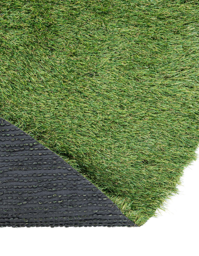 Green 5' 1 x 5' 1 Outdoor Grass Round Area Rug Thick Soft Touch Fluffy & Plush Shaggy Pile Weather Resistant for Patio, Deck, Terrace, Balcony, Porch