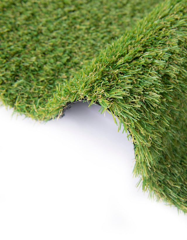 Green 5' 1 x 5' 1 Outdoor Grass Round Area Rug Thick Soft Touch Fluffy & Plush Shaggy Pile Weather Resistant for Patio, Deck, Terrace, Balcony, Porch
