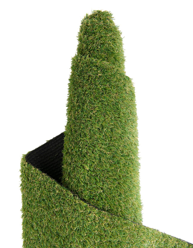 Green 5' 1 x 5' 1 Outdoor Grass Round Area Rug Thick Soft Touch Fluffy & Plush Shaggy Pile Weather Resistant for Patio, Deck, Terrace, Balcony, Porch