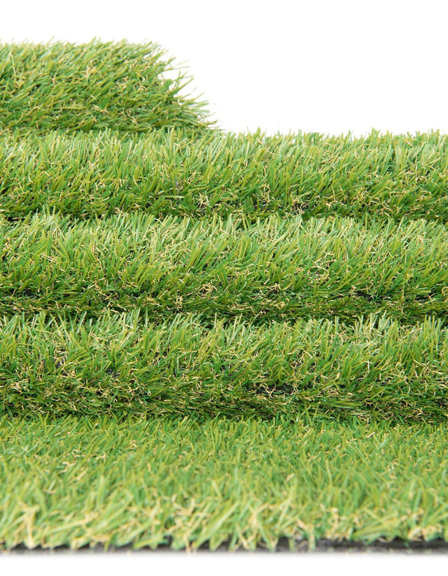 Green 5' 1 x 5' 1 Outdoor Grass Round Area Rug Thick Soft Touch Fluffy & Plush Shaggy Pile Weather Resistant for Patio, Deck, Terrace, Balcony, Porch