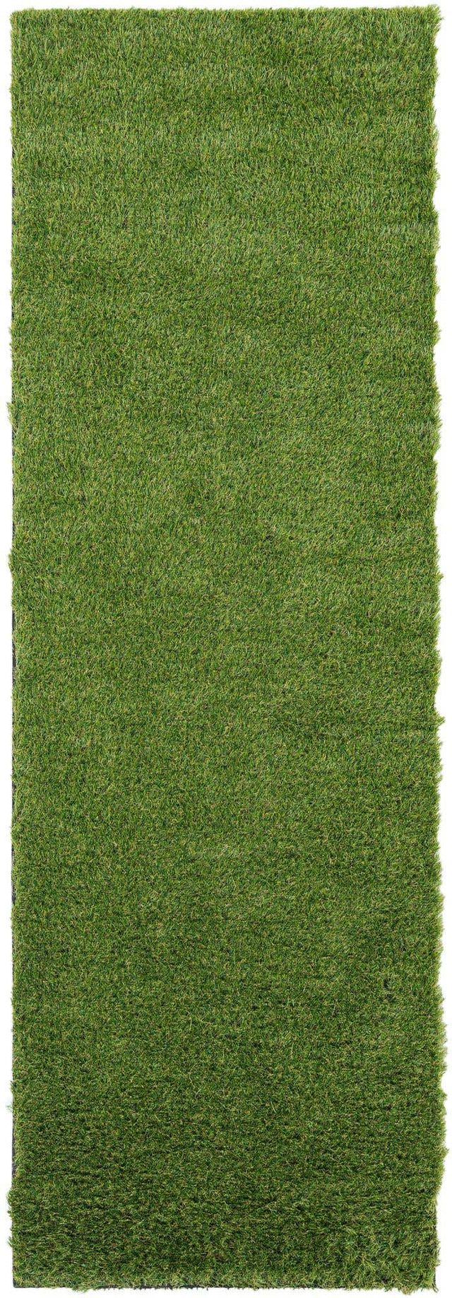 Green 2' 7 x 8' Outdoor Grass Runner Area Rug Thick Soft Touch Fluffy & Plush Shaggy Pile Weather Resistant for Patio, Deck, Terrace, Balcony, Porch
