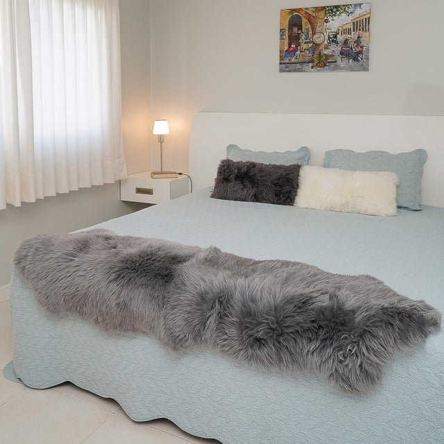 Gray 3' 3 x 6' Natural Sheepskin Freeform Area Rug 100% Genuine Luxury Soft Touch Shaggy Plush Pile Authentic Lambskin Carpet for Interior Design for Sale at Rug Engine