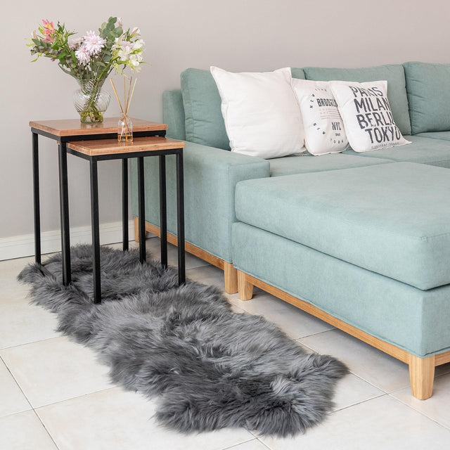Gray 4' 9 x 6' Natural Sheepskin Freeform Area Rug 100% Genuine Luxury Soft Touch Shaggy Plush Pile Authentic Lambskin Carpet for Interior Design for Sale at Rug Engine