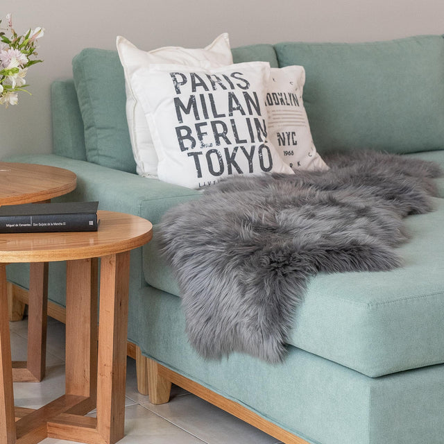 Gray 3' 3 x 6' Natural Sheepskin Freeform Area Rug 100% Genuine Luxury Soft Touch Shaggy Plush Pile Authentic Lambskin Carpet for Interior Design for Sale at Rug Engine