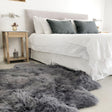 Gray 4' 9 x 6' Natural Sheepskin Freeform Area Rug 100% Genuine Luxury Soft Touch Shaggy Plush Pile