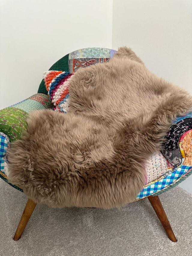 Beige 4' 9 x 6' Natural Sheepskin Freeform Area Rug 100% Genuine Luxury Soft Touch Shaggy Plush Pile Authentic Lambskin Carpet for Interior Design for Sale at Rug Engine