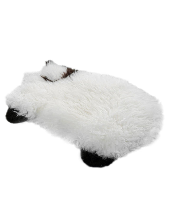 White and Black 1' 6 x 2' 4 Sheepskin Kids Rectangle Area Rug for Baby Nursery, Toddler Playroom, Bedrooms 100% Genuine Luxury Soft Touch Shaggy Plush Pile