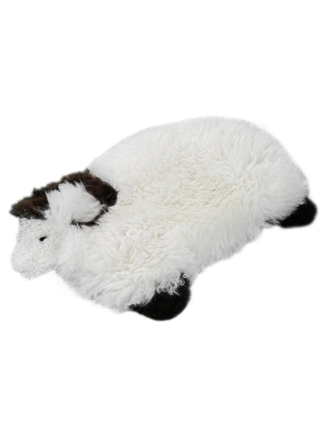 White and Black 1' 6 x 2' 4 Sheepskin Kids Rectangle Area Rug for Baby Nursery, Toddler Playroom, Bedrooms 100% Genuine Luxury Soft Touch Shaggy Plush Pile