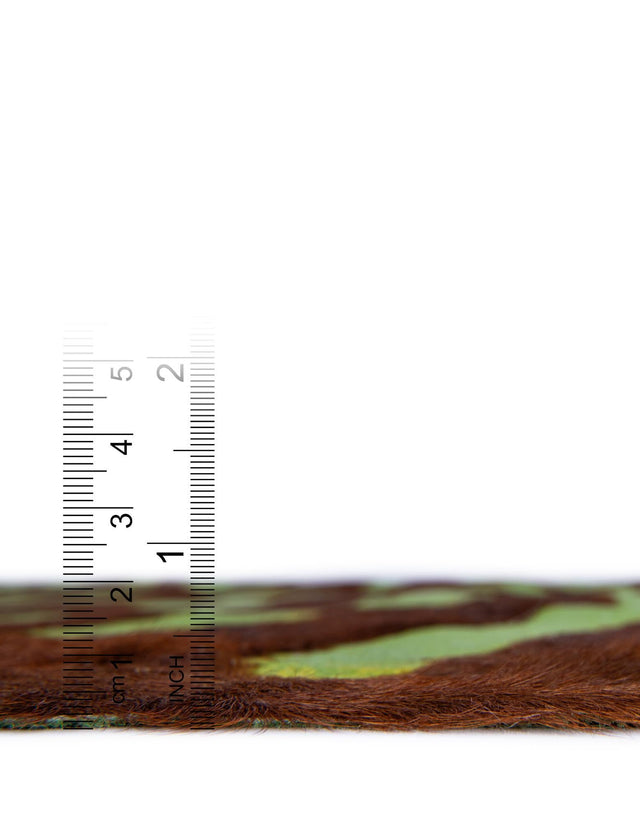 Authentic Luxury Green and Brown 5' 7 x 6' 3 Cowhide Leather Rectangle Area Rug Modern Interior Design 100% Real Natural Cowhide Carpet for Designer Home Decor for Sale at Rug Engine