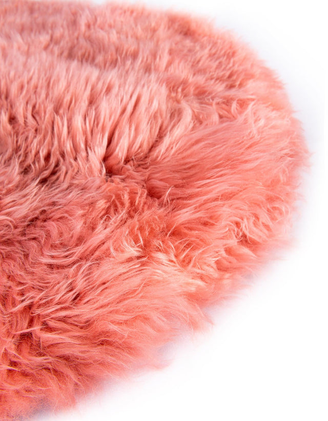 Pink 2' x 2' Sheepskin Round Area Rug 100% Genuine Luxury Soft Touch Shaggy Plush Pile