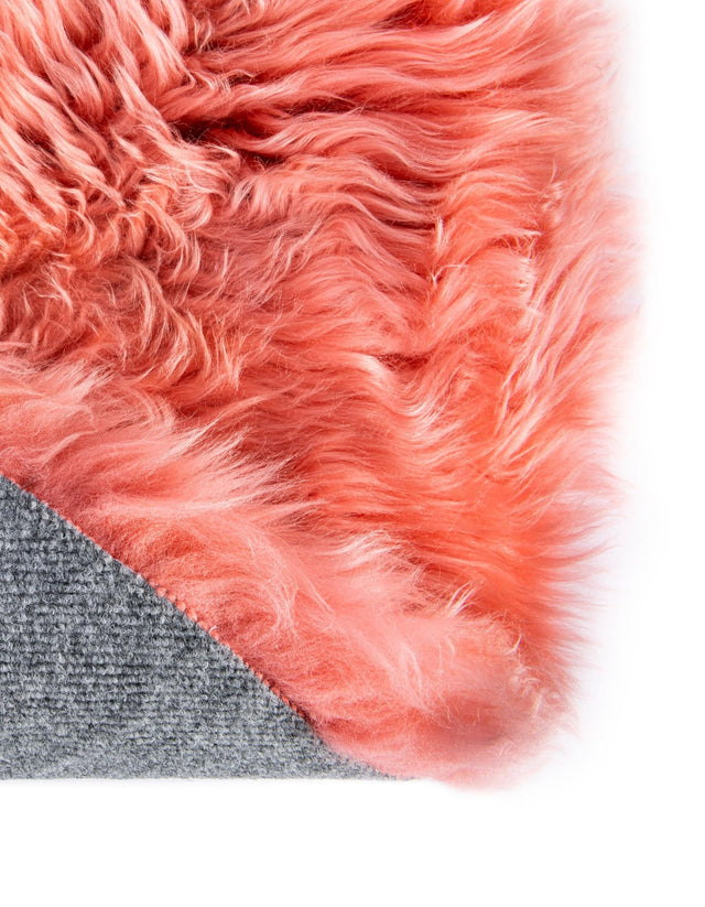 Pink 3' x 3' Sheepskin Round Area Rug 100% Genuine Luxury Soft Touch Shaggy Plush Pile