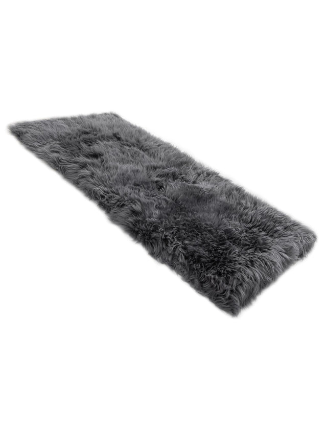 Gray 2' x 4' Sheepskin Runner Area Rug 100% Genuine Luxury Soft Touch Shaggy Plush Pile