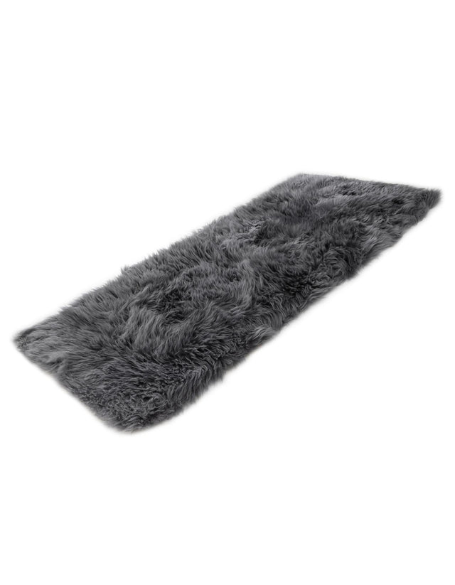 Gray 2' x 4' Sheepskin Runner Area Rug 100% Genuine Luxury Soft Touch Shaggy Plush Pile