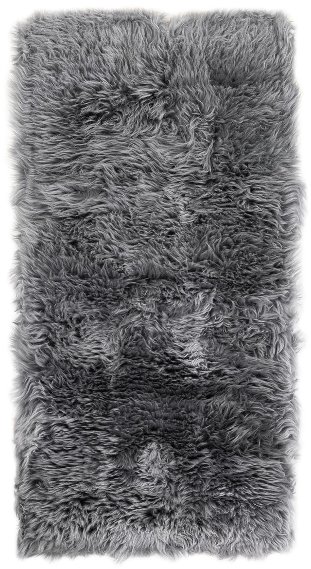 Gray 2' x 4' Sheepskin Runner Area Rug 100% Genuine Luxury Soft Touch Shaggy Plush Pile