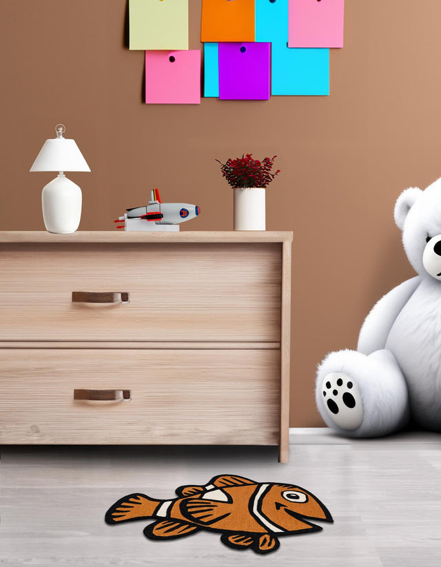 Orange 2' x 3' 1 Playtime Kids Wool Freeform Area Rug for Baby Nursery, Toddler Playroom, Bedrooms