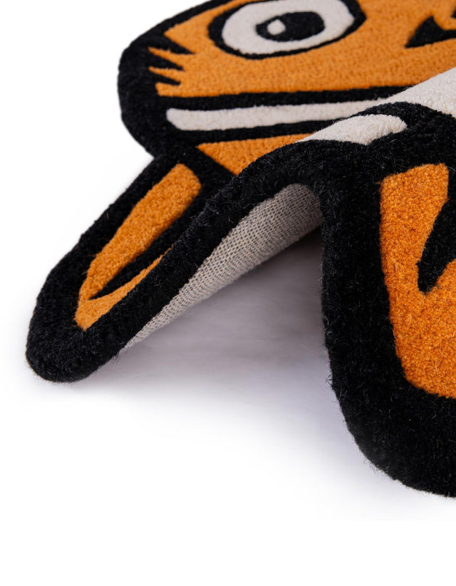 Orange 4' 1 x 6' 1 Playtime Kids Wool Freeform Area Rug for Baby Nursery, Toddler Playroom, Bedrooms