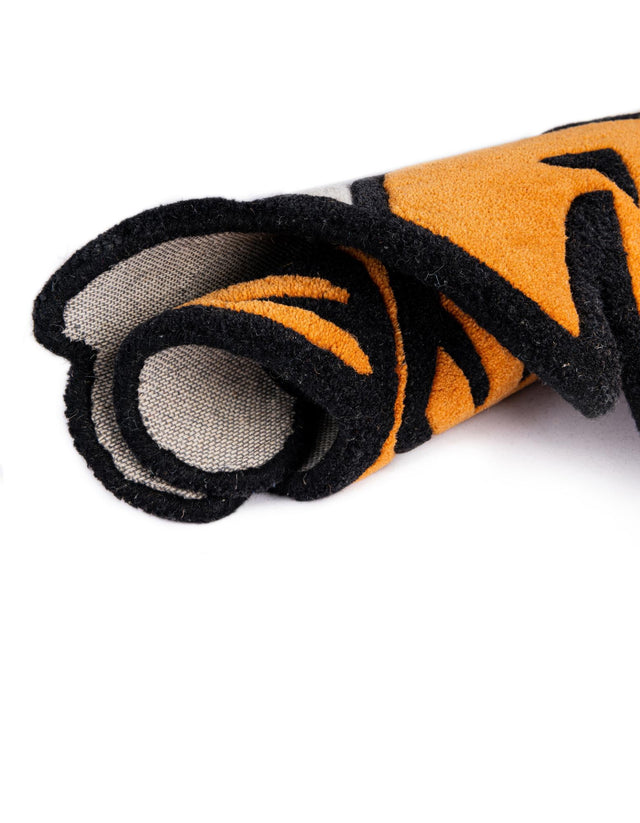 Orange 4' 1 x 6' 1 Playtime Kids Wool Freeform Area Rug for Baby Nursery, Toddler Playroom, Bedrooms