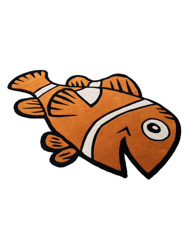 Orange 4' 1 x 6' 1 Playtime Kids Wool Freeform Area Rug for Baby Nursery, Toddler Playroom, Bedrooms