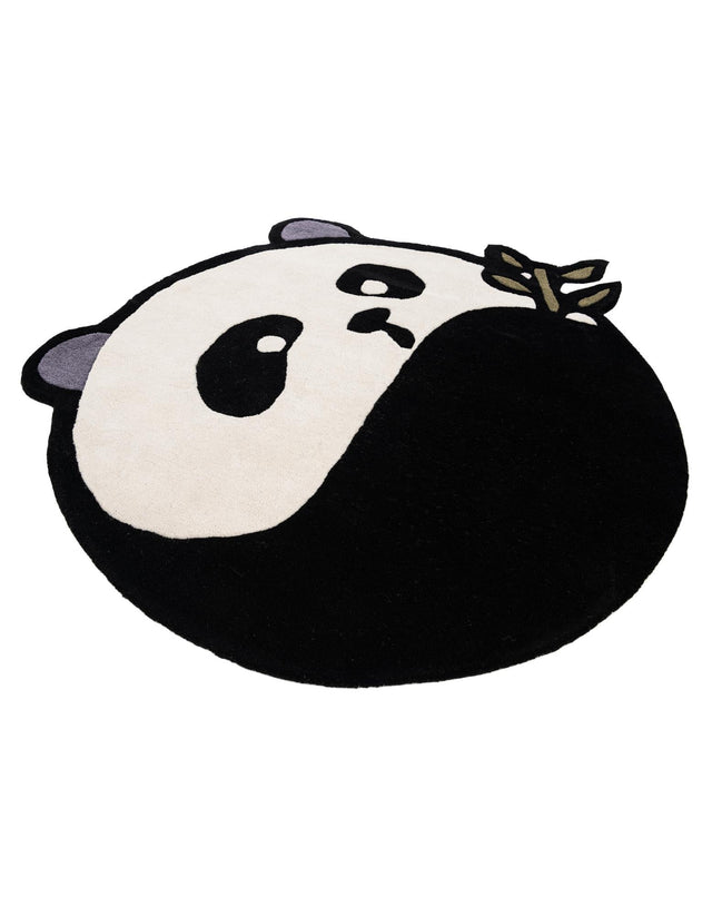 Black and White 4' 1 x 4' 1 Playtime Kids Wool Freeform Area Rug for Baby Nursery, Toddler Playroom, Bedrooms