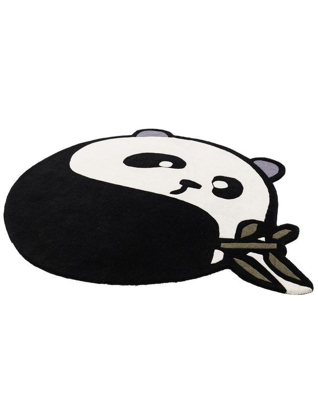 Black and White 6' 1 x 6' 1 Playtime Kids Wool Freeform Area Rug for Baby Nursery, Toddler Playroom, Bedrooms