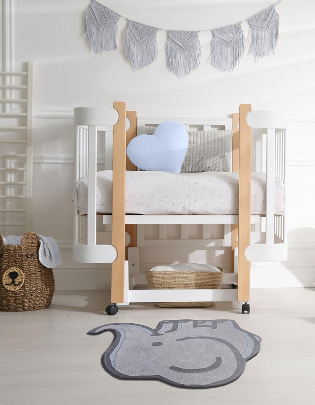 Gray 4' 1 x 4' 6 Playtime Kids Wool Freeform Area Rug for Baby Nursery, Toddler Playroom, Bedrooms Hand Tufted High Quality Dense Wool Pile Natural Carpet for Sale at Rug Engine