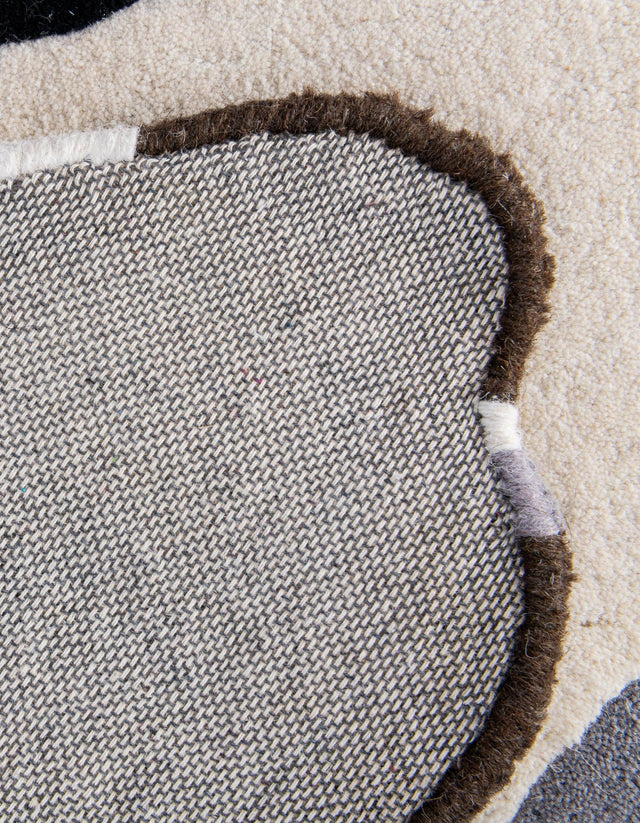 White and Black 2' 6 x 3' 1 Playtime Kids Wool Freeform Area Rug for Baby Nursery, Toddler Playroom, Bedrooms