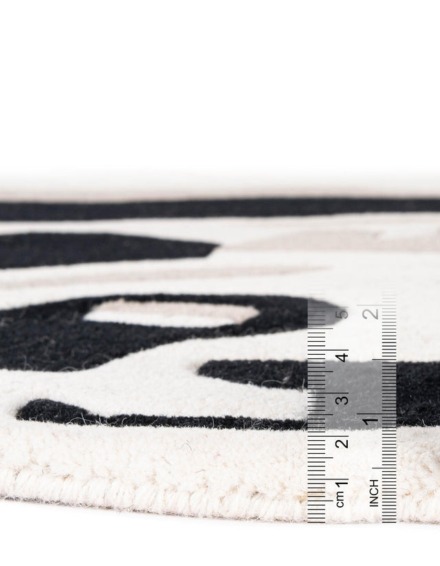 Black and Gray 4' 1 x 6' 1 Playtime Kids Wool Freeform Area Rug for Baby Nursery, Toddler Playroom, Bedrooms
