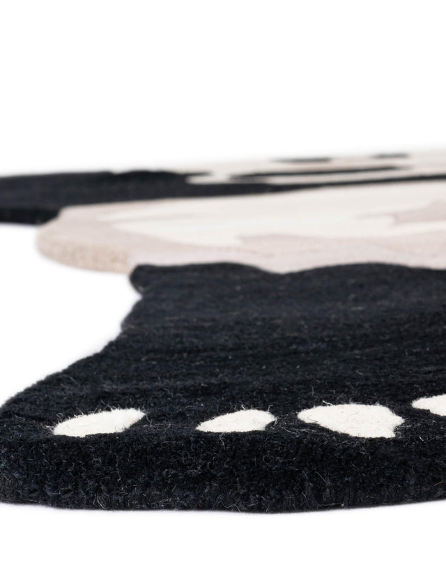 Black and Gray 4' 1 x 6' 1 Playtime Kids Wool Freeform Area Rug for Baby Nursery, Toddler Playroom, Bedrooms