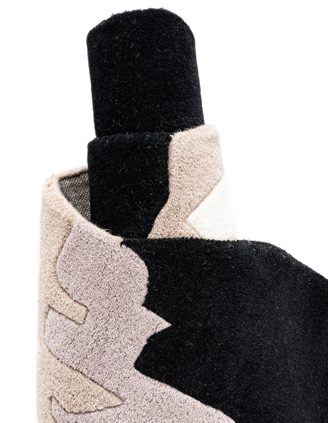 Black and Gray 4' 1 x 6' 1 Playtime Kids Wool Freeform Area Rug for Baby Nursery, Toddler Playroom, Bedrooms