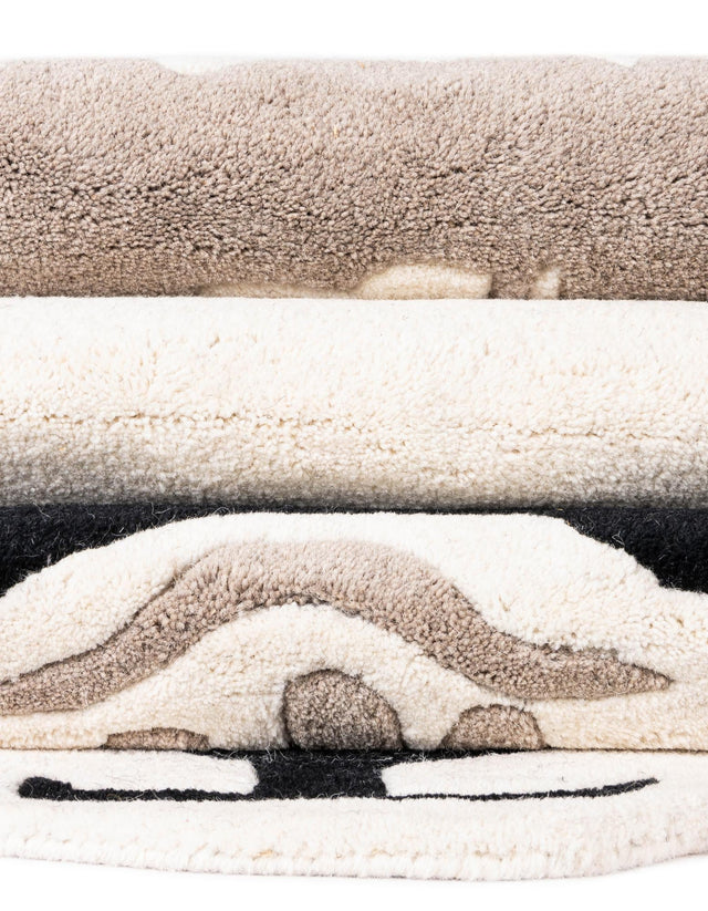 Black and Gray 4' 1 x 6' 1 Playtime Kids Wool Freeform Area Rug for Baby Nursery, Toddler Playroom, Bedrooms