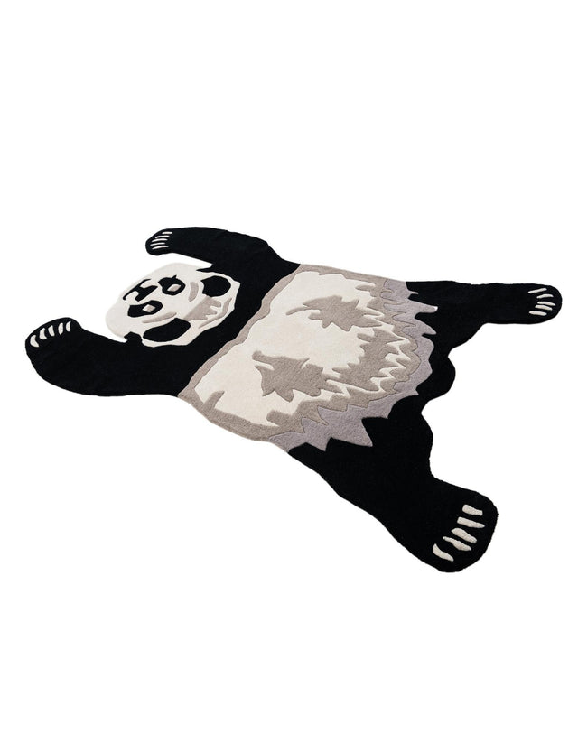 Black and Gray 4' 1 x 6' 1 Playtime Kids Wool Freeform Area Rug for Baby Nursery, Toddler Playroom, Bedrooms