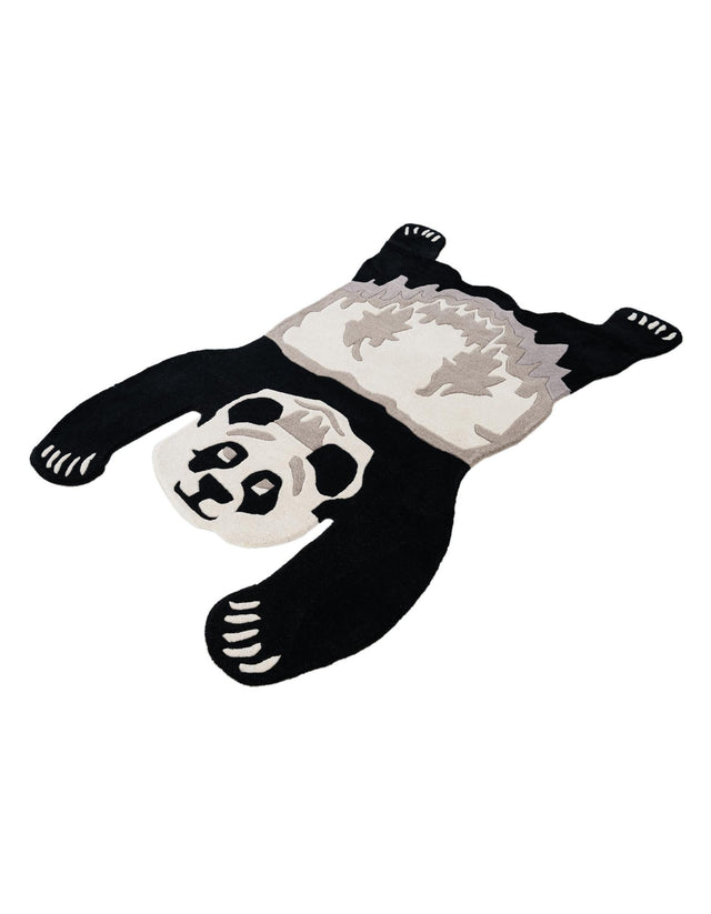 Black and Gray 4' 1 x 6' 1 Playtime Kids Wool Freeform Area Rug for Baby Nursery, Toddler Playroom, Bedrooms