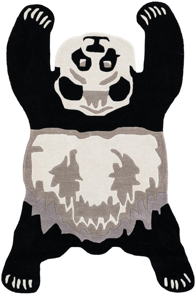 Black and Gray 4' 1 x 6' 1 Playtime Kids Wool Freeform Area Rug for Baby Nursery, Toddler Playroom, Bedrooms