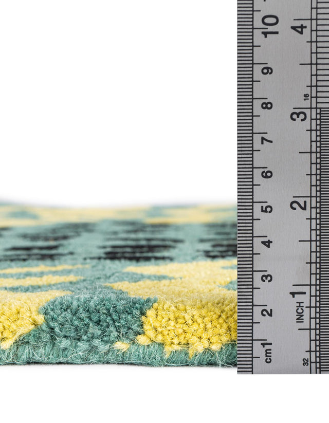 Green 3' 1 x 6' 1 Playtime Kids Wool Freeform Area Rug for Baby Nursery, Toddler Playroom, Bedrooms